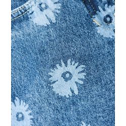 Pine Kids Denim Woven Shorts With Floral Print - Blue