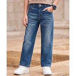 Pine Kids Denim Woven Solid Full Length Jeans - Blue