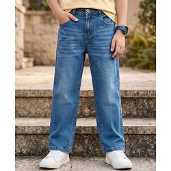 Pine Kids Denim Woven Solid Full Length Jeans - Blue