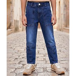Pine Kids Denim Woven Full Length Solid Color Cut & Sew Jeans - Navy Blue