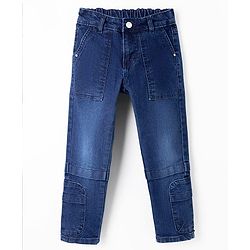 Pine Kids Denim Woven Full Length Solid Color Cut & Sew Jeans - Navy Blue