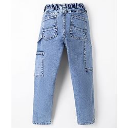 Pine Kids Denim Woven Full Length Solid Color Jeans with Patch Detailing - Blue