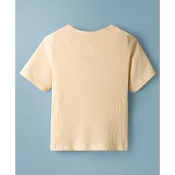 Pine Kids Cotton Blend Knit Half Sleeves Solid Colour Textured T-Shirt - Rust Orange