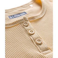 Pine Kids Cotton Blend Knit Half Sleeves Solid Colour Textured T-Shirt - Rust Orange