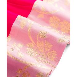 Pine Kids Viscose Woven Sleeveless Floral Foil Printed Ethnic Dress - Dark Pink