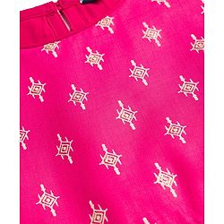 Pine Kids 100% Viscose Woven Sleeveless Floral Printed Ethnic Dress - Dark Pink