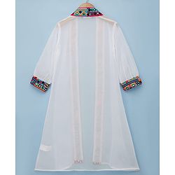 Pine Kids Viscose Woven Full Sleeves Indo Western Set with Embroidery - White