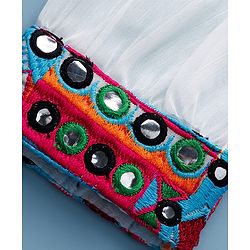 Pine Kids Viscose Woven Full Sleeves Indo Western Set with Embroidery - White