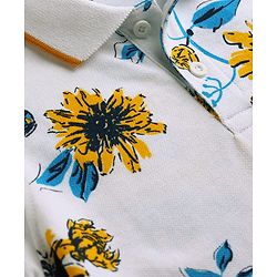 Pine Kids Cotton Knit T-Shirts Floral Print Polo Neck Snow White 4-5 Years