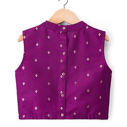 Pine Kids Woven Sleeveless Floral Foil Printed Kurti Salwar & Jacket - Purple