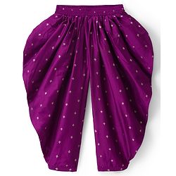 Pine Kids Woven Sleeveless Floral Foil Printed Kurti Salwar & Jacket - Purple