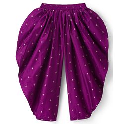 Pine Kids Woven Sleeveless Floral Foil Printed Kurti Salwar & Jacket - Purple