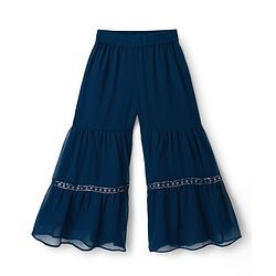 Pine Kids Woven Half Sleeves Kurti Gharara Set with Dupatta & Sequin Detailing - Navy Blue
