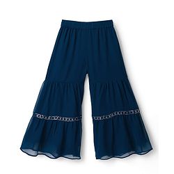 Pine Kids Woven Half Sleeves Kurti Gharara Set with Dupatta & Sequin Detailing - Navy Blue