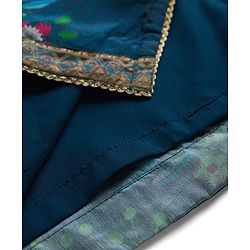 Pine Kids Woven Full Sleeves Floral Printed Kurti & Palazzo Set With Dupatta - Teal Blue