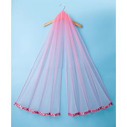 Pine Kids Cotton Woven Half Sleeves Choli Lehenga & Dupatta Set With Floral Print - White & Pink