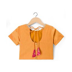 Pine Kids Woven Half Sleeves Floral Embroidered Sequinned & Foil Printed Choli & Lehenga Set With Dupatta - Red