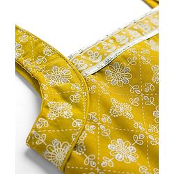Pine Kids Woven Sleeveless Lehenga Choli Set With Floral Print & Dupatta - Mustard