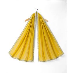 Pine Kids Woven Sleeveless Lehenga Choli Set With Floral Print & Dupatta - Mustard