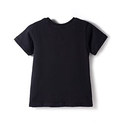 Pine Kids Cotton Knit Half Sleeves T-Shirt With Heart Print - Black