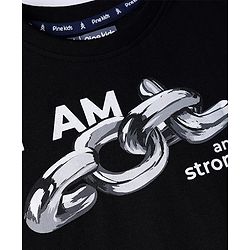 Pine Kids Cotton Knit T-Shirt Round Neck Half Sleeves Graphic Jet Jet Black 4-5 Years