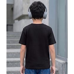 Pine Kids Cotton Knit T-Shirt Round Neck Half Sleeves Graphic Jet Jet Black 4-5 Years