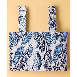 Pine Kids Viscose Woven Sleeveless Floral Printed Co-Ords  Indo Western Set - Blue & White
