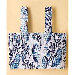 Pine Kids Viscose Woven Sleeveless Floral Printed Co-Ords  Indo Western Set - Blue & White