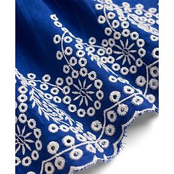 Pine Kids 100% Cotton Woven Full Sleeves Floral Embroidered Indo Western Set - Blue