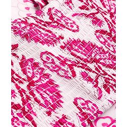 Pine Kids Viscose Woven Sleeveless Floral Printed Co-Ords  Indo Western Set - Pink & White