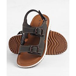 Pine Kids Velcro Closure Solid Sandals - Brown