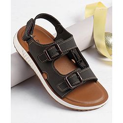 Pine Kids Velcro Closure Solid Sandals - Brown