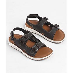 Pine Kids Velcro Closure Solid Sandals - Brown