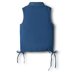 Pine Kids Cotton Woven Sleeveless Solid Colour Top with Knot - Blue