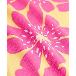 Pine Kids Cotton Knit Half Flutter Sleeves Floral Printed Top - Pink & Yellow