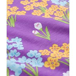 Pine Kids Cotton Knit Half Flutter Sleeves Floral Printed Top  - Lilac, Blue & Yellow