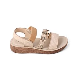 Pine Kids Slip-on Sandals with Floral Design in Beige