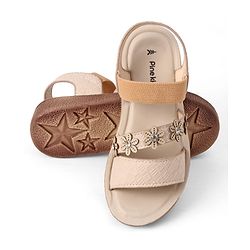 Pine Kids Slip-on Sandals with Floral Design in Beige
