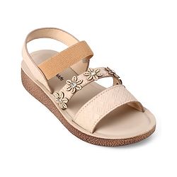 Pine Kids Slip-on Sandals with Floral Design in Beige
