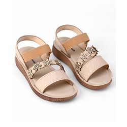 Pine Kids Slip-on Sandals with Floral Design in Beige