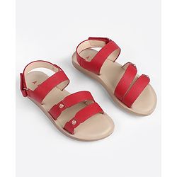 Pine Kids Velcro Closure Solid  Sandal - Red