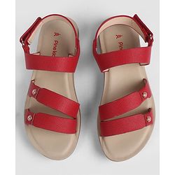 Pine Kids Velcro Closure Solid  Sandal - Red