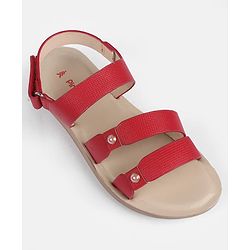 Pine Kids Velcro Closure Solid  Sandal - Red