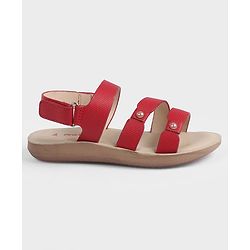 Pine Kids Velcro Closure Solid  Sandal - Red