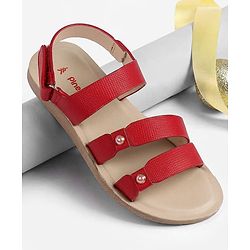 Pine Kids Velcro Closure Solid  Sandal - Red