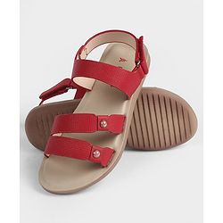 Pine Kids Velcro Closure Solid  Sandal - Red