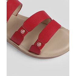 Pine Kids Velcro Closure Solid  Sandal - Red
