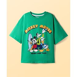 Pine Kids Disney 100% Cotton Knit Drop Shoulder Half Sleeves T-Shirts With Mickey Mouse & Friends Graphics Pack of 2- Multicolour