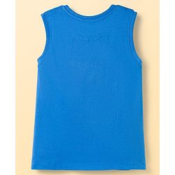 Pine Kids Disney Single Jersey Knit Sleeveless Tank T-Shirts with Mickey Mouse & Friends Graphic & Foil Detailing Pack of 2 - White & Blue