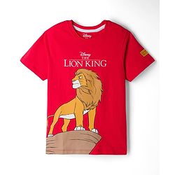 Pine Kids Disney Single Jersey Knit Half Sleeves T-Shirt with Lion King Graphic - Red